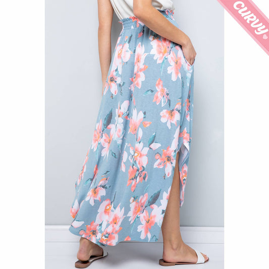 Sweet Lovely by Jen - SK9023FLPL Floral Maxi Skirt