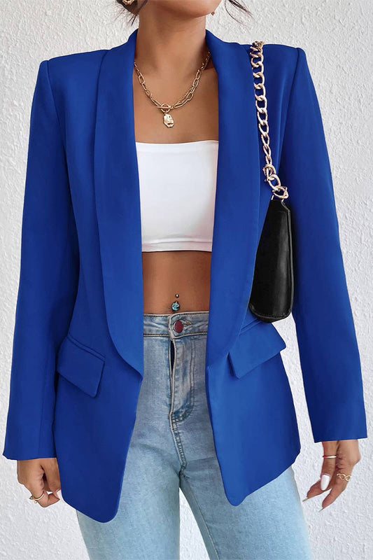 Lily Clothing Women's Pink Open Front Mid-Length Blazer with Pockets