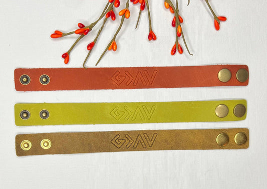 Bleu Olive Designs - God is Greater Leather Bracelet: Chartreuse