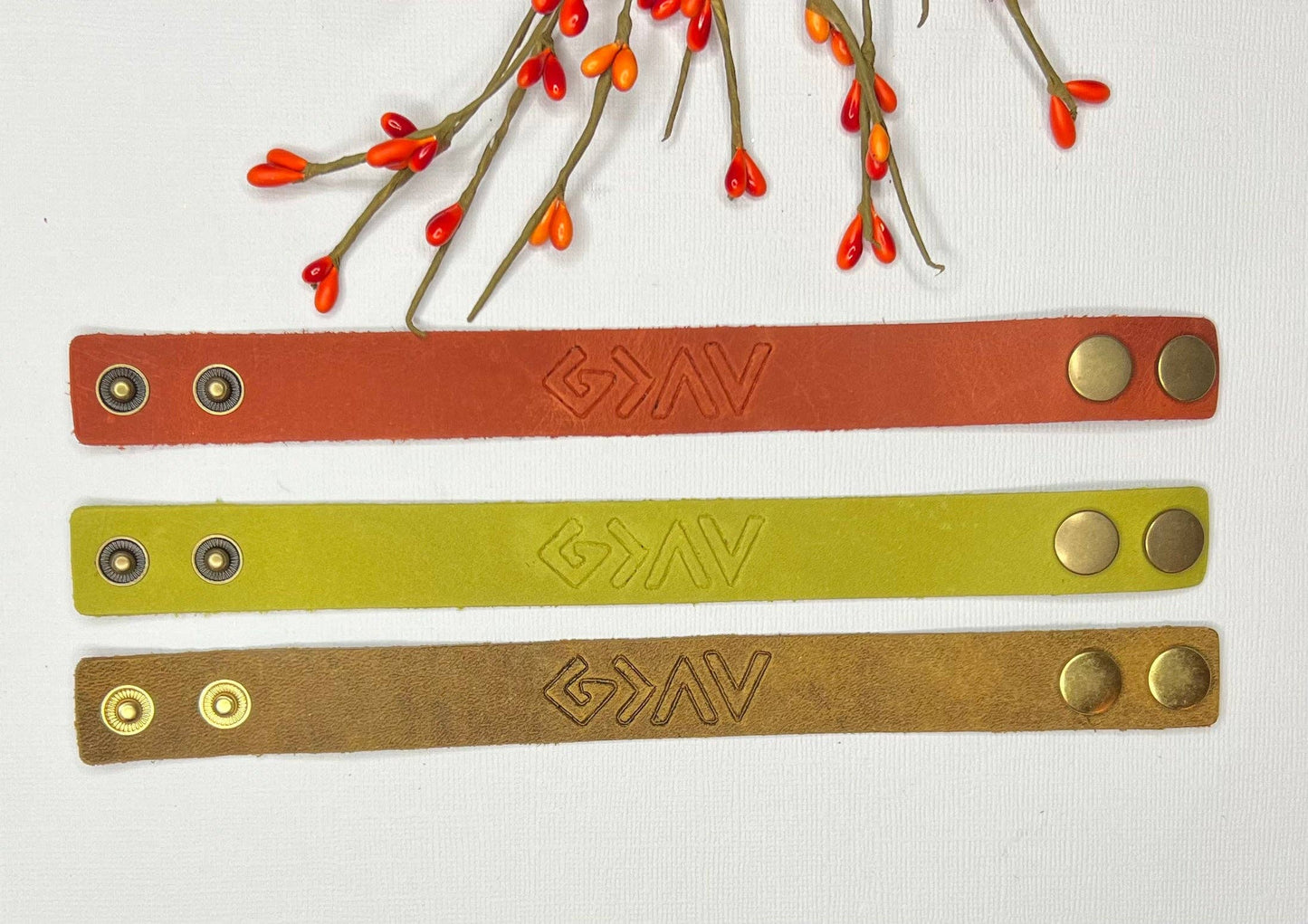 Bleu Olive Designs - God is Greater Leather Bracelet: Orange